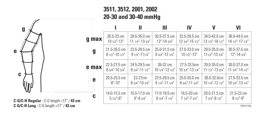 arm measurement chart